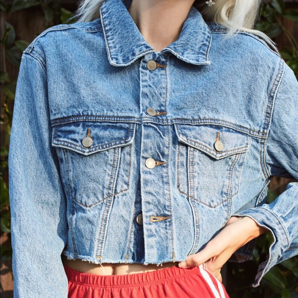 Brandy Melville Oversized Cropped Denim Jacket